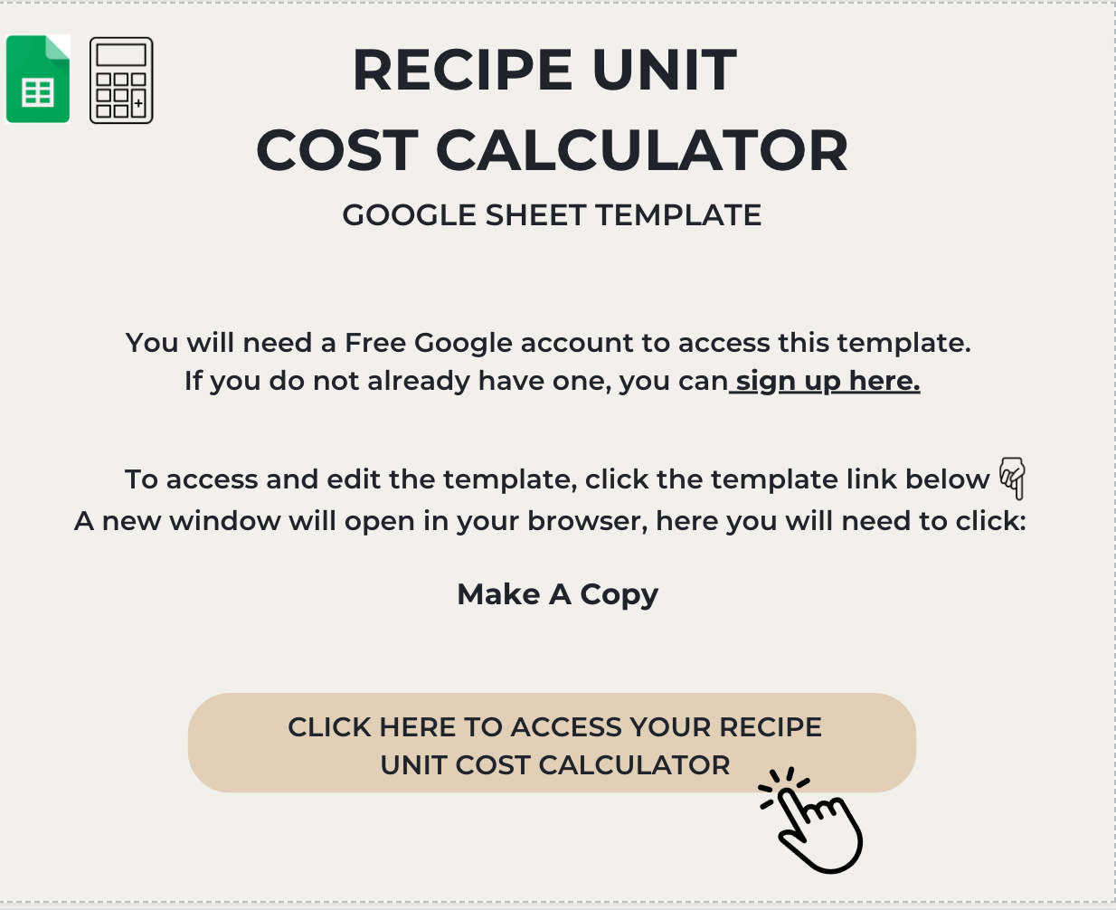 Food Business - Recipe Unit Cost Calculator